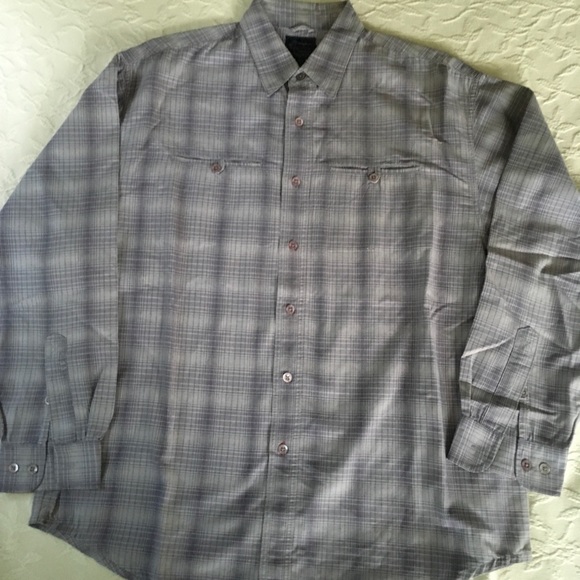 TOMMY BAHAMA Purple Plaid L/S Shirt Mens L 17 34 - Picture 2 of 4